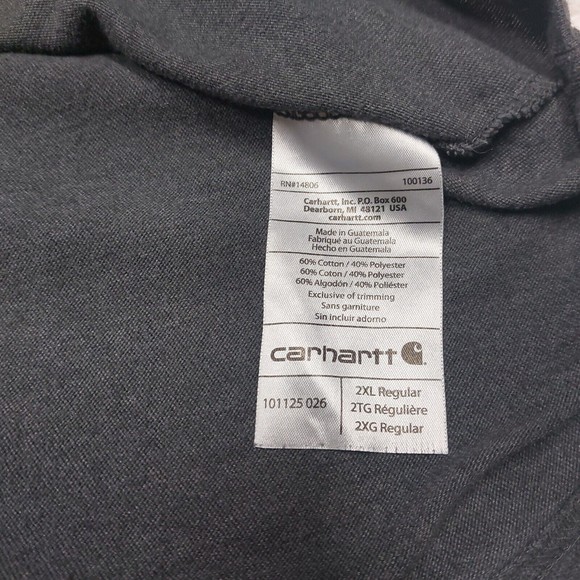 Carhartt Mens Size 2XL Gray Short Sleeve Workwear Pocket Tee Relaxed 101125 - Picture 6 of 7